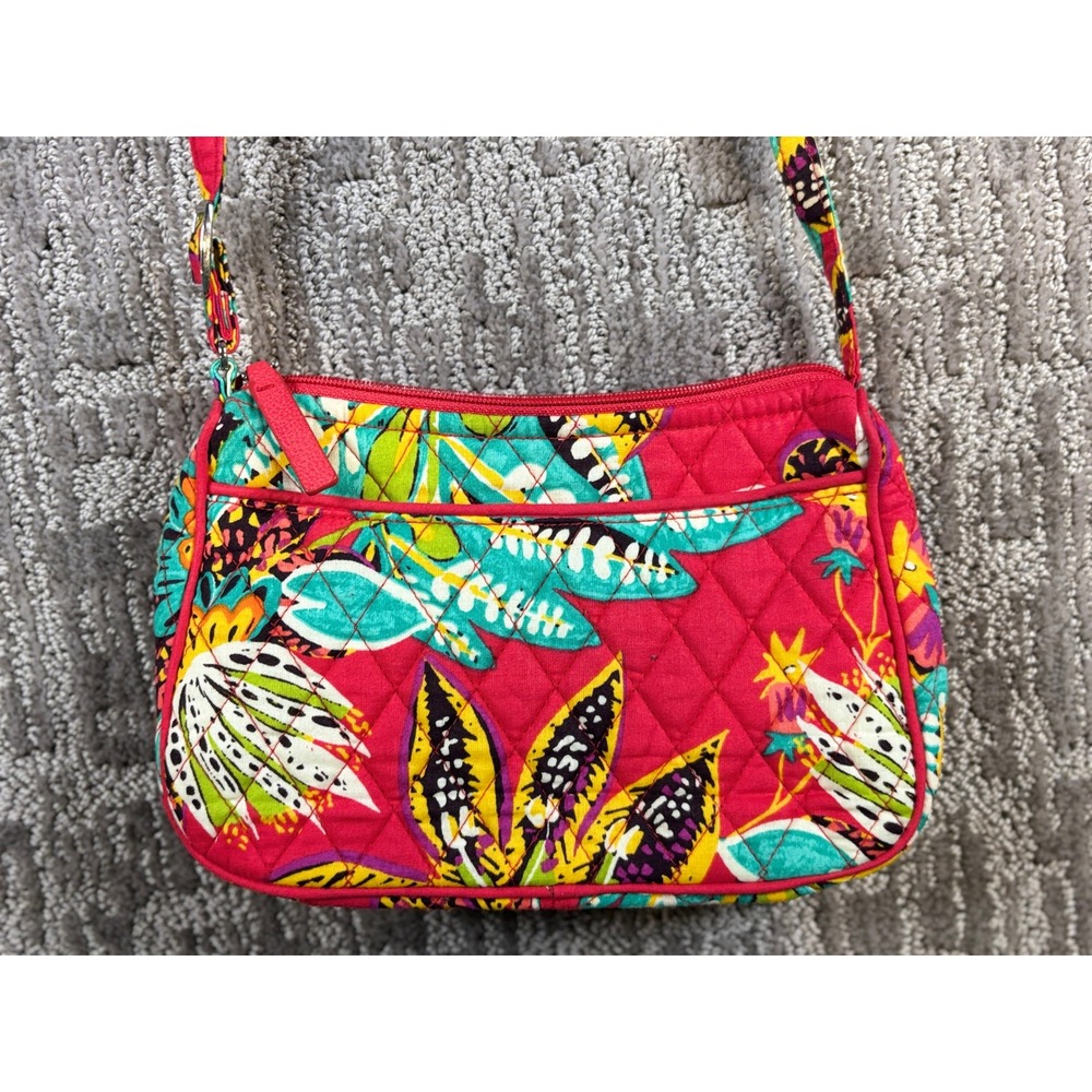 Vera Bradley Crossbody Bag Small Red Sun Valley Floral Quilted Cotton